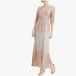 R&M Richards Wrap V Neck Sequin Dress